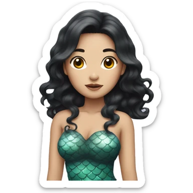 Asian mermaid with black wavy hair sticker