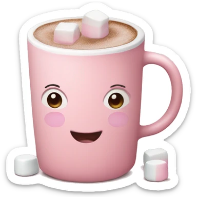 Light Pink mug of hot chocolate with marshmallows  sticker