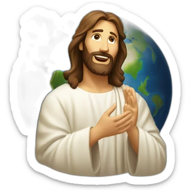 Jesus Cristo irradiando luz ao planeta Terra sticker