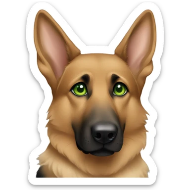 Girl brown German shepherd dog with bow on head and green eyes sticker