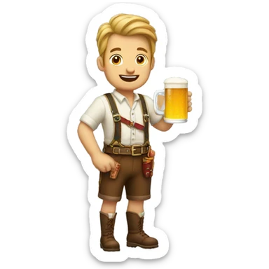 man in lederhosen holding beer and sausage  sticker