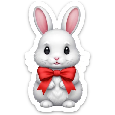 Red ribbon rabbit sticker