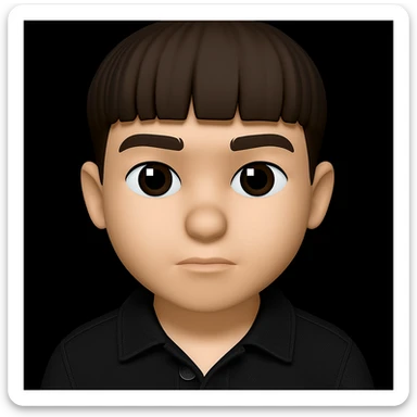 Change the boy's outfit to a black denim jacket, keeping the 3D emoji style unchanged. The style is 3D emoji style with a realistic 3D look and vibrant colors. sticker