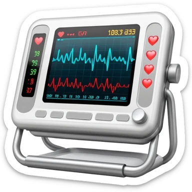 EKG machine with heart rate monitor display sticker
