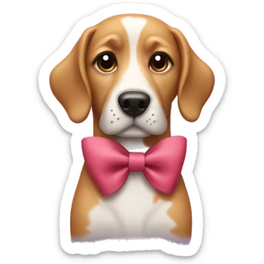 dog wearing bow sticker