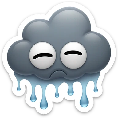 frown face emoji under raining cloud emoji sticker
