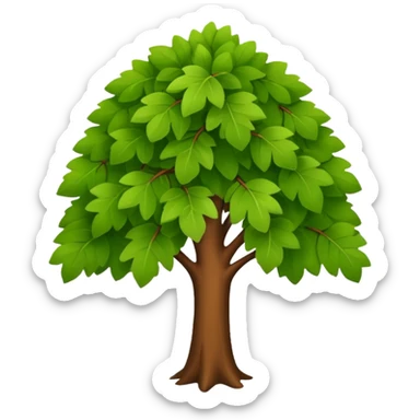 "iOS style tree emoji, green leaves with a brown trunk, smooth texture, no background" sticker