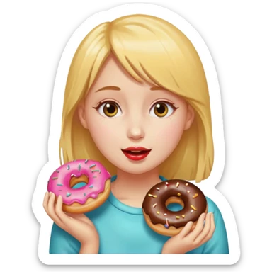girl eating donuts sticker