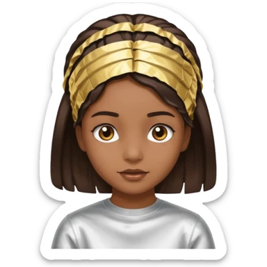 Chica morena haciéndose mechas(con aluminio en la cabeza) sticker