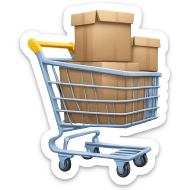 2-D shopping cart filled with boxes sticker