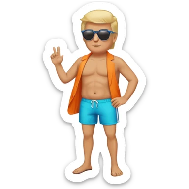 full body Trump standing in beach outfit sticker