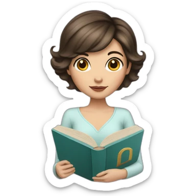 Short hair Brunette princess with book sticker