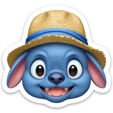 stitch qui porte un chapeau de luffy sticker