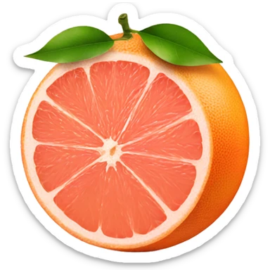 Grapefruit with leaves one of grapefruits cut sticker