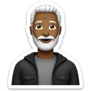 um homem adulto cm barba preta e branca com cabelo preto e branco e com olhos castanhos e pele branca e ele está sorrindo sticker