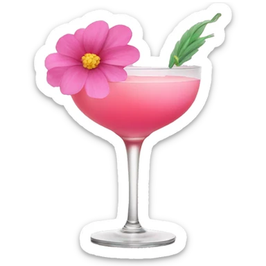 Pink Cocktail with flowers  sticker