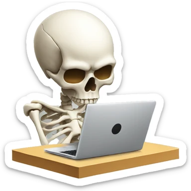 skull working on laptop sticker
