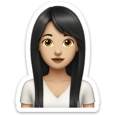 girl with long black hair and fringe sticker