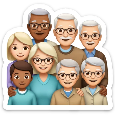 multigenerational family with grandparents, parents and children sticker