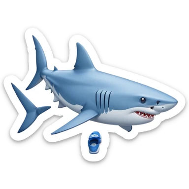 A shark with blue nike shoes  sticker