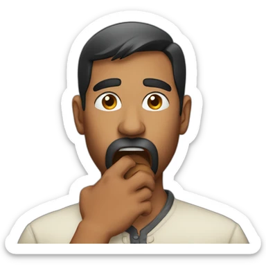 an indian man holding his throat because he's choking sticker