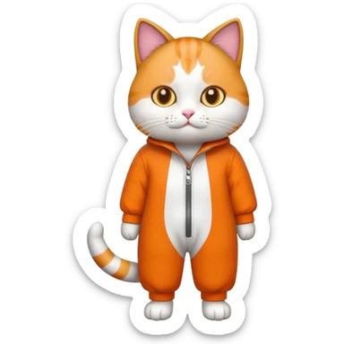 Cat wearing jumpsuit sticker