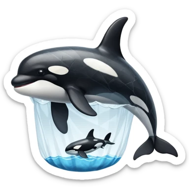 orca stuck in plastic waste bag sticker