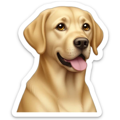 Labrador amarillo com mujer pelo marrón claro abrazados sticker