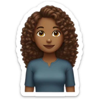 Brown girl with curly brown hair sticker