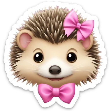hedgehog with a pink bow sticker