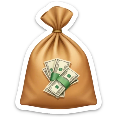 a hand holding a bag of money sticker
