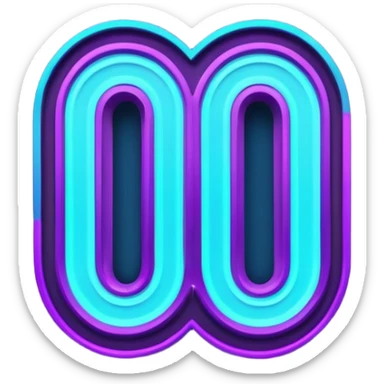 futuristic glowing neon “100” sign, purple and cyan glow, dark background sticker