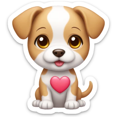 cute kawaii baby dog with heart sticker