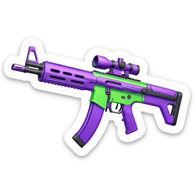  shooter game with this color purple  and neon green make it as an assult rifle sticker