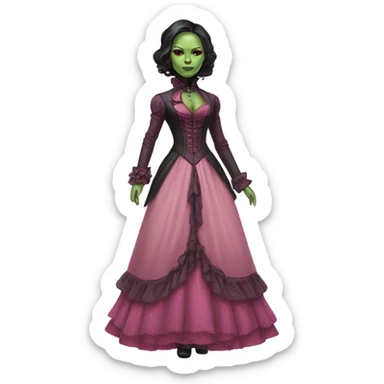gamora in Victorian dress elegant pink  full body  sticker