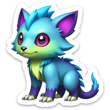 Cute cool edgy colorful fantasy animal hybrid Fakemon full body sticker