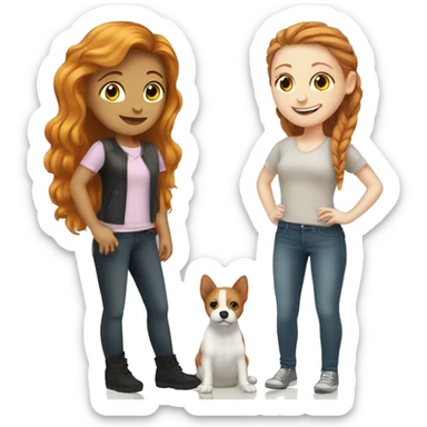 Best friends brunette girl and a ginger white girls sticker