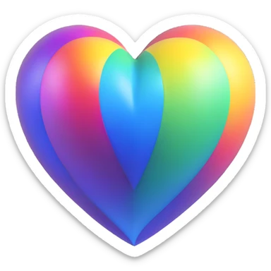 3D emoji style heart, iridescent rainbow effect sticker