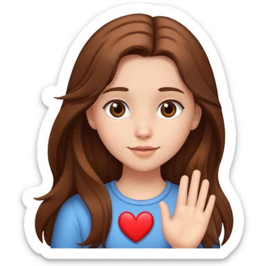 girl with brown long hair fair skin sends heart sticker