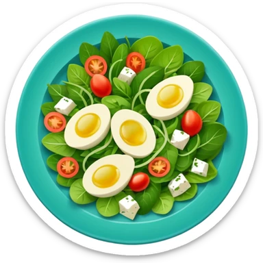 Salad community avatar in clean style illustration. Classic salads like Olivier, Greek or Tashkent, vibrant greens and colorful ingredients, simple shapes, flat design, high contrast, fresh and inviting. sticker