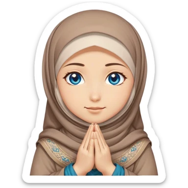 Turkish beautiful finish Konya girl blue eyes with hijab and brown stone dress praying sticker