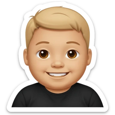 happy little fat young boy in black t shirt  sticker
