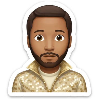 Marvin Gaye with dark brown hair, cream sequin outfit sticker