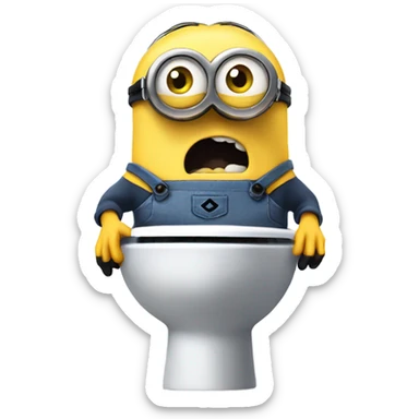 scared minion on the toilet  sticker
