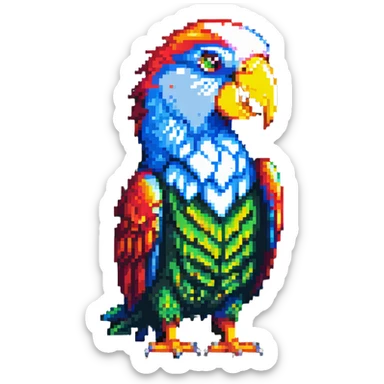 super minimal pixel art party parrot with big pixels in classic head-bob pose sticker