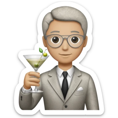 a pile of dust holding a martini sticker