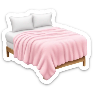 White bed with pink fluffy blanket and pink pillows  sticker