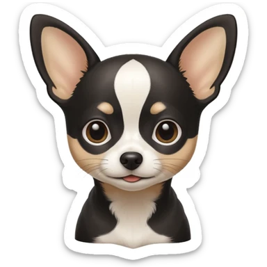 A black and white chihuahua emoji please with a thin white line on the center of head sticker