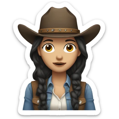 Cowgirl white skin and long dark hair sticker