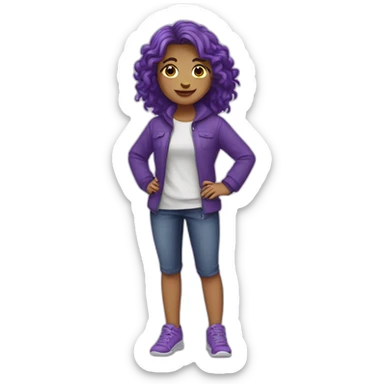 Fille au cheveux violet qui se tient debout en entier sticker